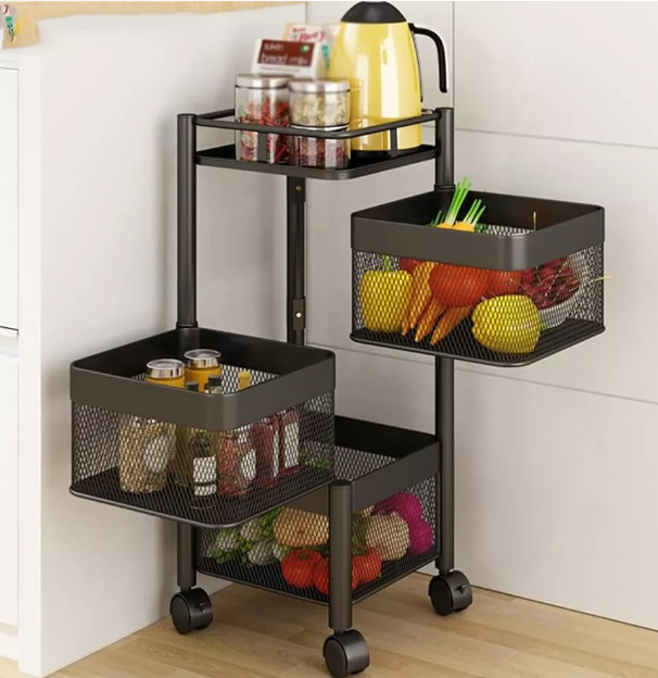 Fruteira Moderna De Chao Aramado Giratoria Cozinha 4 Andar