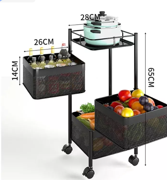 Fruteira Moderna De Chao Aramado Giratoria Cozinha 4 Andar