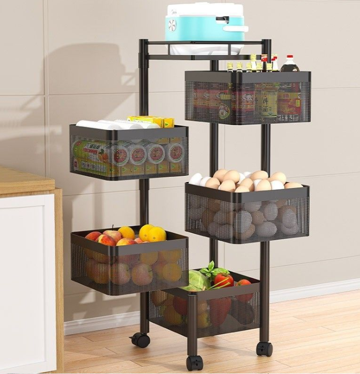 Fruteira Moderna De Chao Aramado Giratoria Cozinha 4 Andar