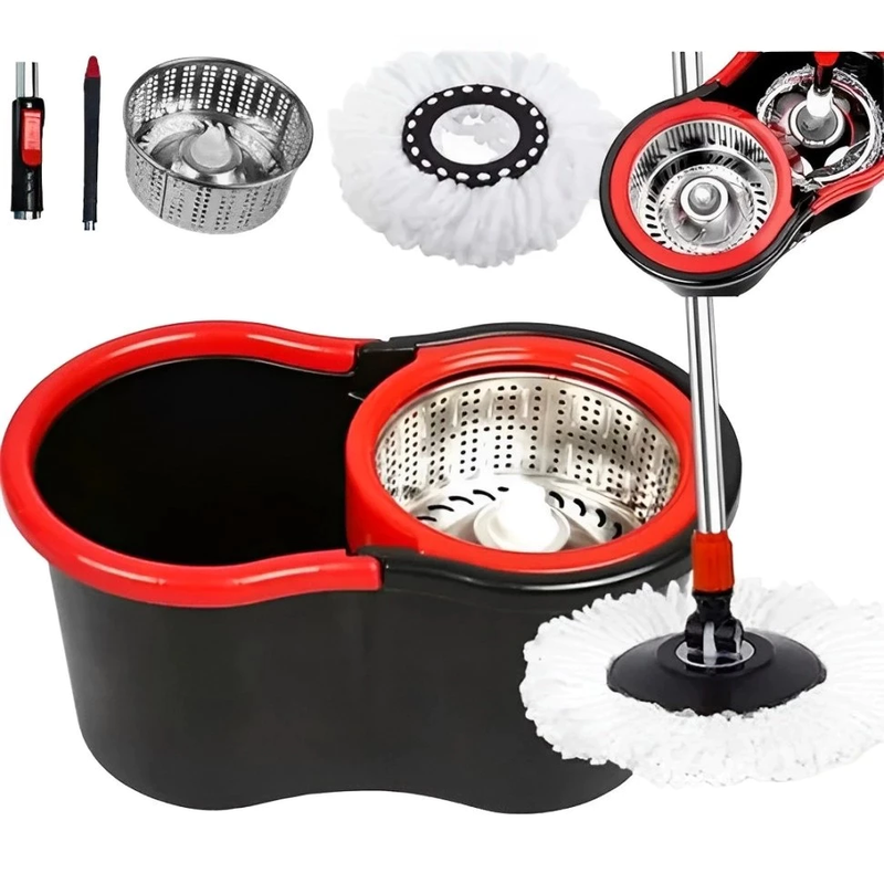 Mop Giratório Com Cesto Em Inox Com Balde 13 Lt Centrífuga