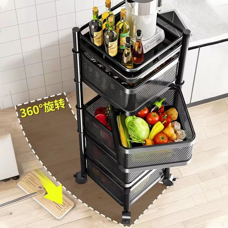 Fruteira Moderna De Chao Aramado Giratoria Cozinha 4 Andar