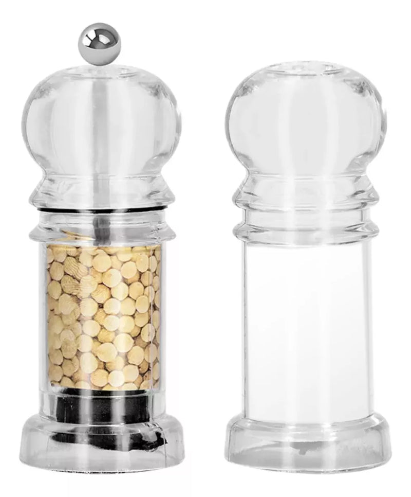 Conjunto Kit de Saleiro e Pimenteiro Gourmet Transparente