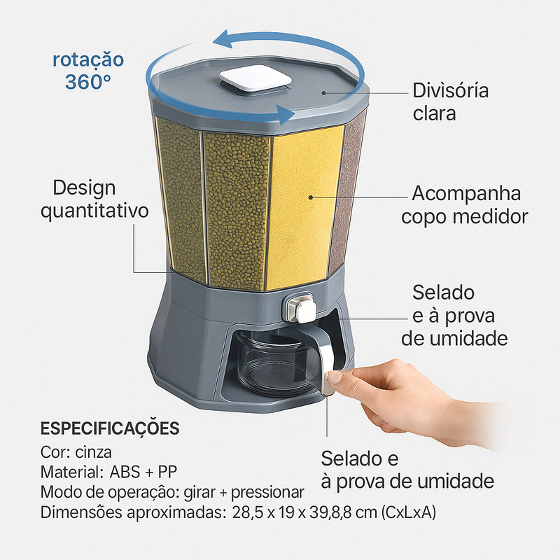 Dispenser De Cereais Giratorio De Alimentos 4 Divisorias