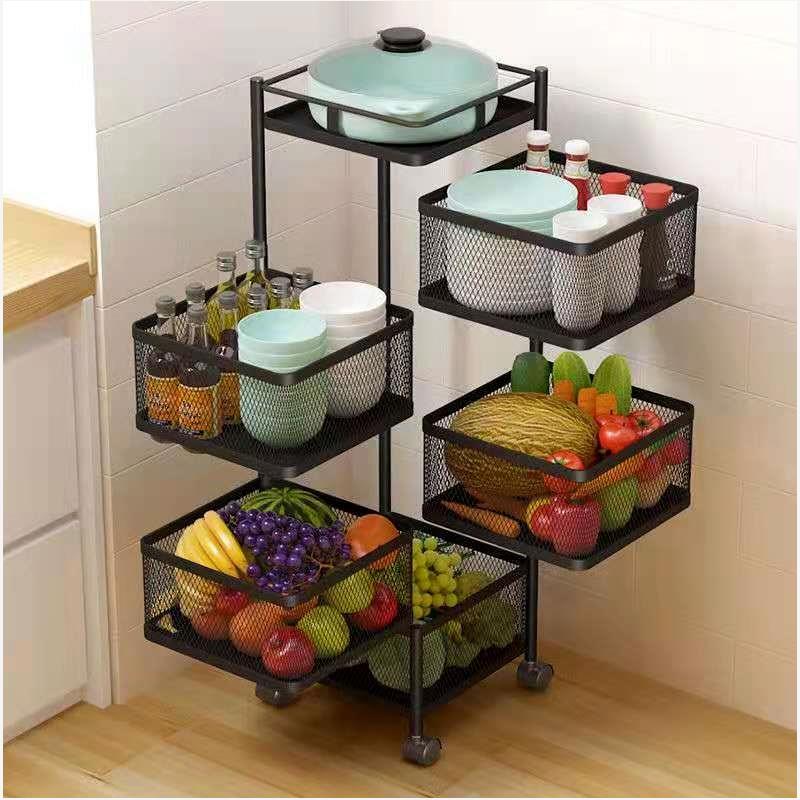 Fruteira Moderna De Chao Aramado Giratoria Cozinha 4 Andar