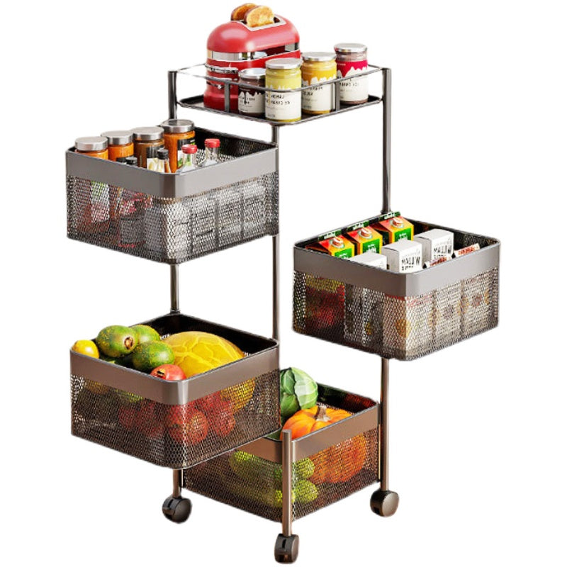 Fruteira Moderna De Chao Aramado Giratoria Cozinha 4 Andar