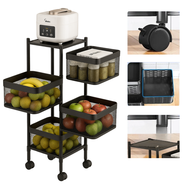 Fruteira Moderna De Chao Aramado Giratoria Cozinha 4 Andar