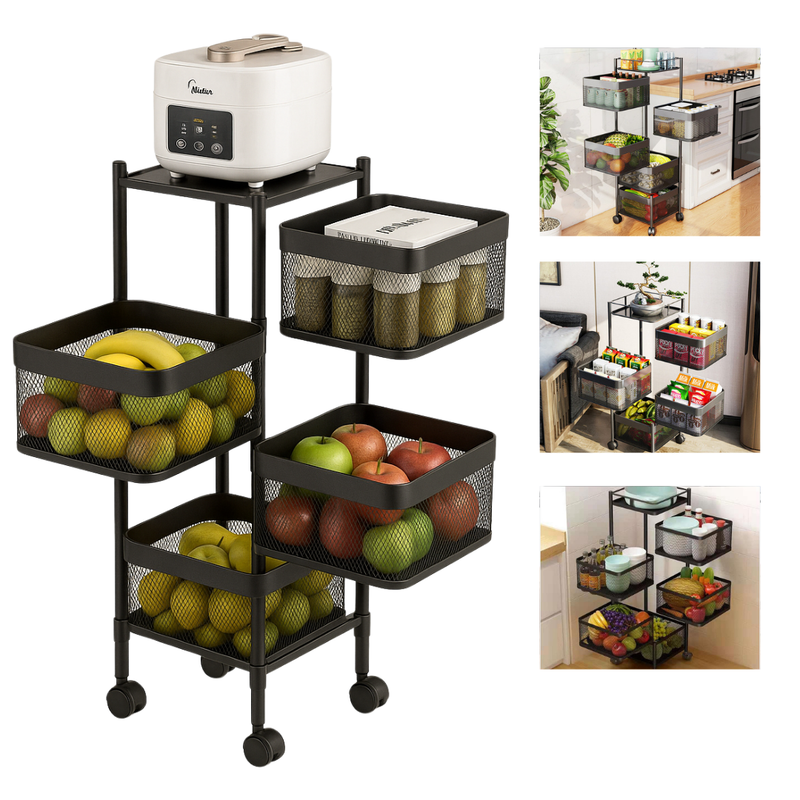 Fruteira Moderna De Chao Aramado Giratoria Cozinha 4 Andar