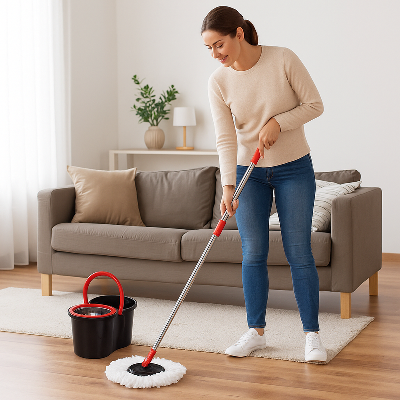 Mop Giratório Com Cesto Em Inox Com Balde 13 Lt Centrífuga