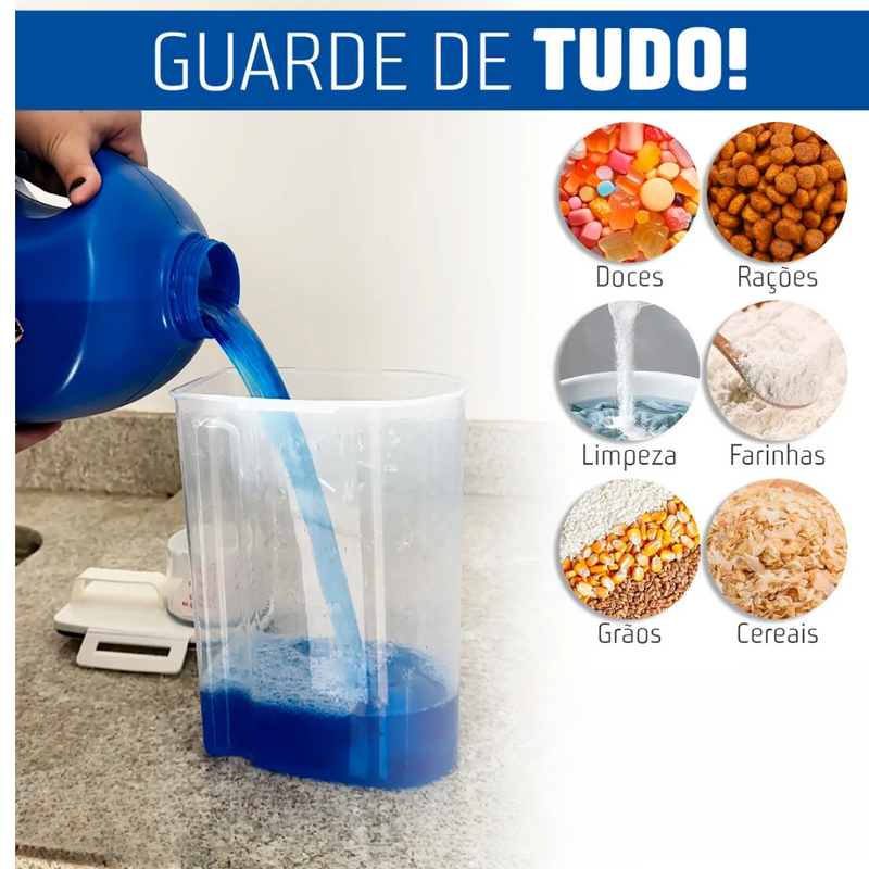 Dispenser Porta Sabão em Pó Com Tampa Medidora 2,5L