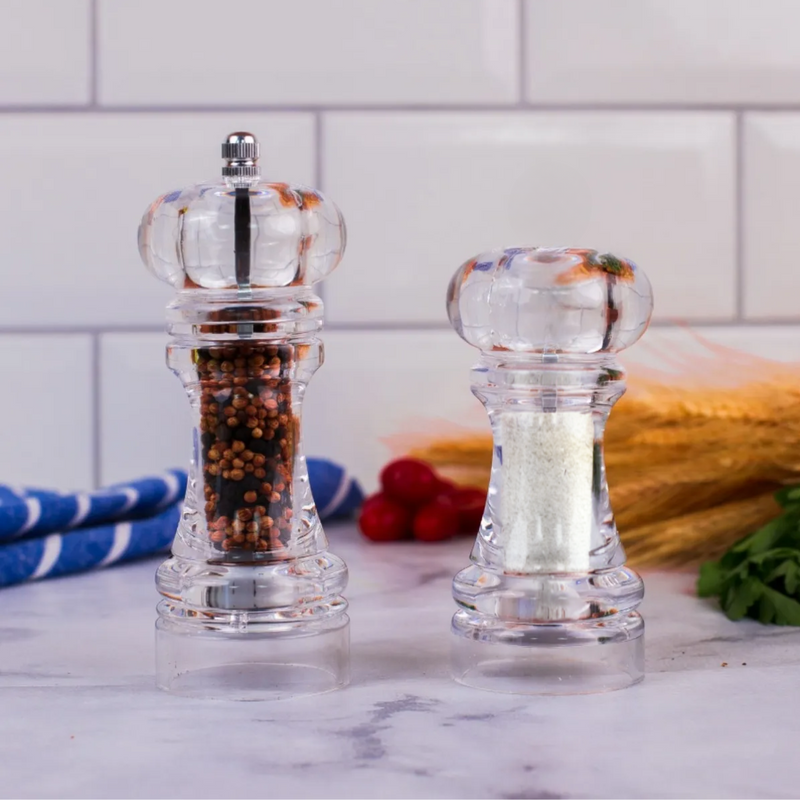 Conjunto Kit de Saleiro e Pimenteiro Gourmet Transparente