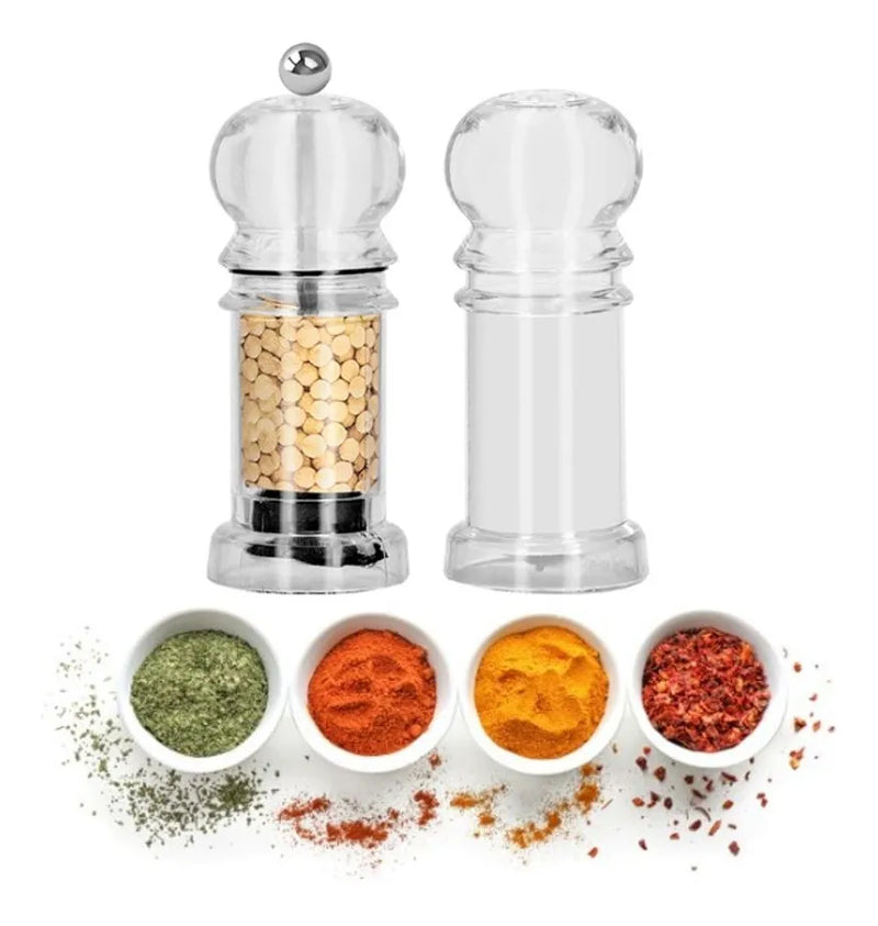 Conjunto Kit de Saleiro e Pimenteiro Gourmet Transparente