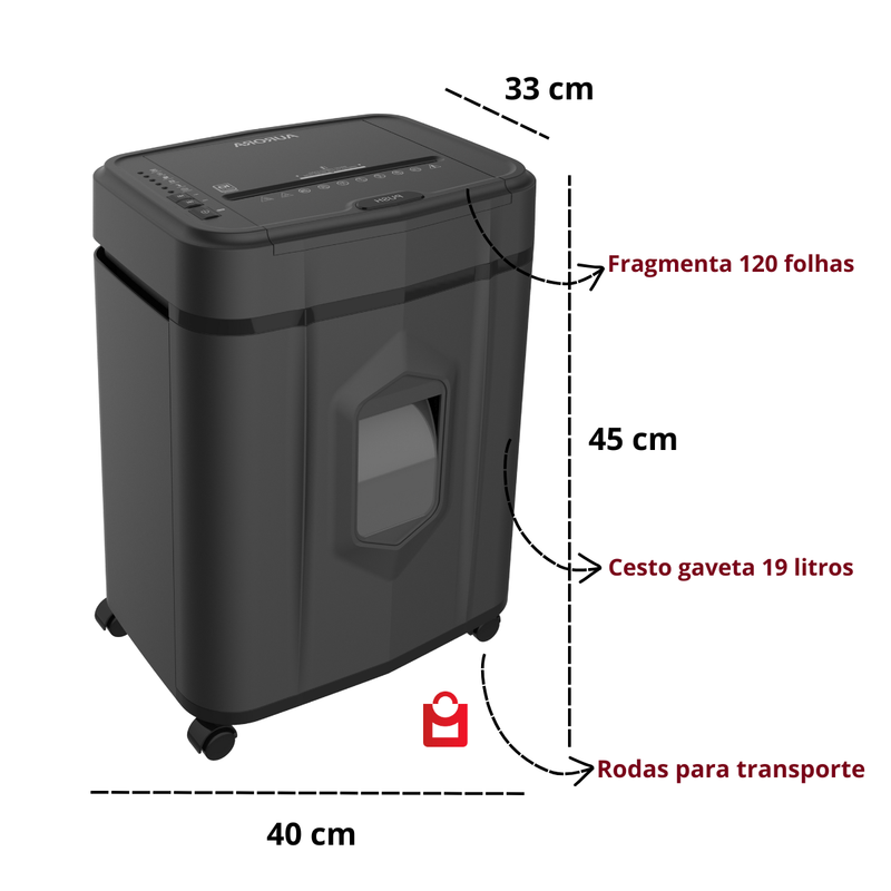 Fragmentadora De Papel Triturador Profissional 120 Fls 110V 220v