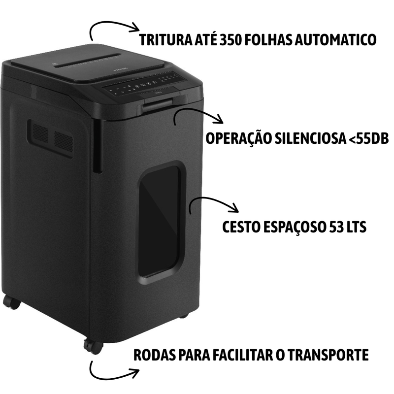 Fragmentadora De Papel Triturador Profissional para 350 Fls 110v 220v