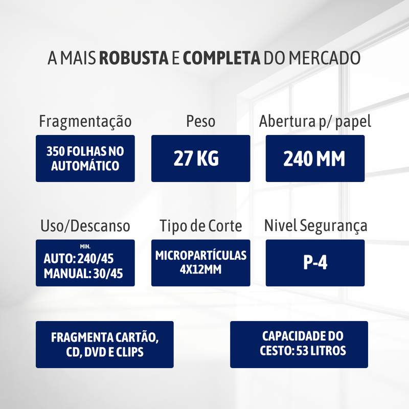 Fragmentadora De Papel Triturador Profissional para 350 Fls 110v 220v