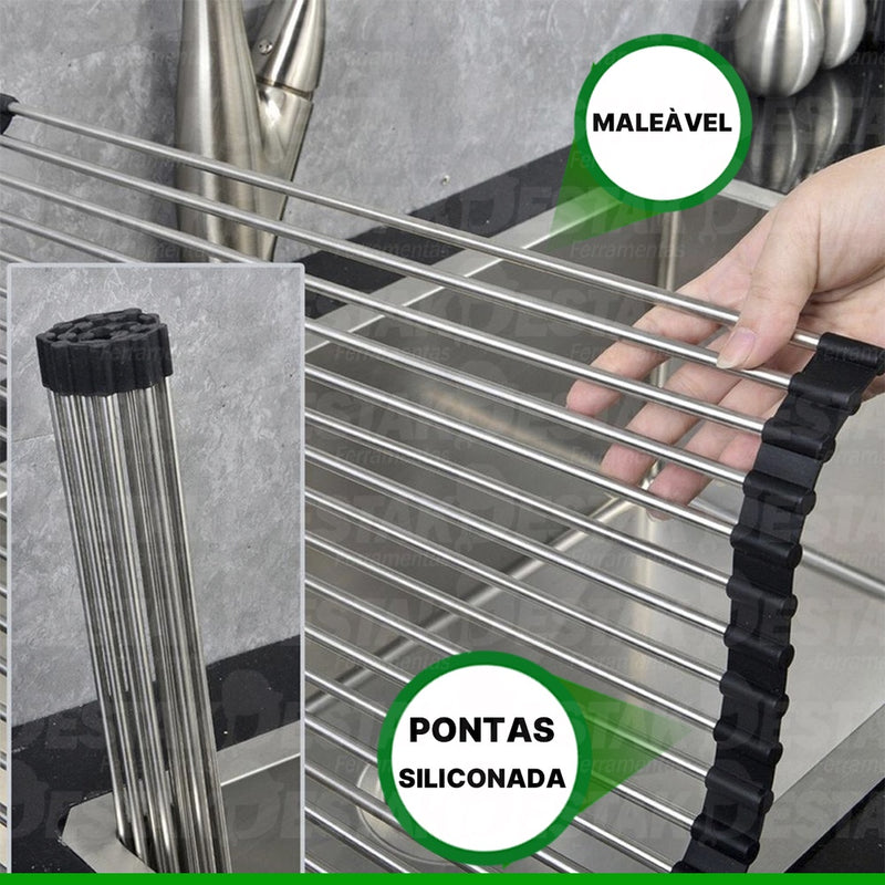 Escorredor de Pia Ajustável Inox para Cozinha - Frete Grátis