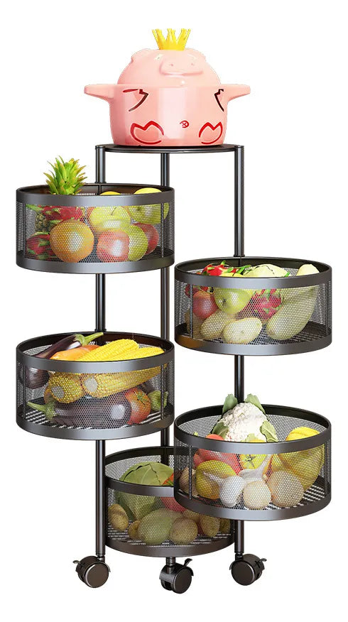 Fruteira Moderna De Chao Aramado Giratoria Redonda 4 Andar